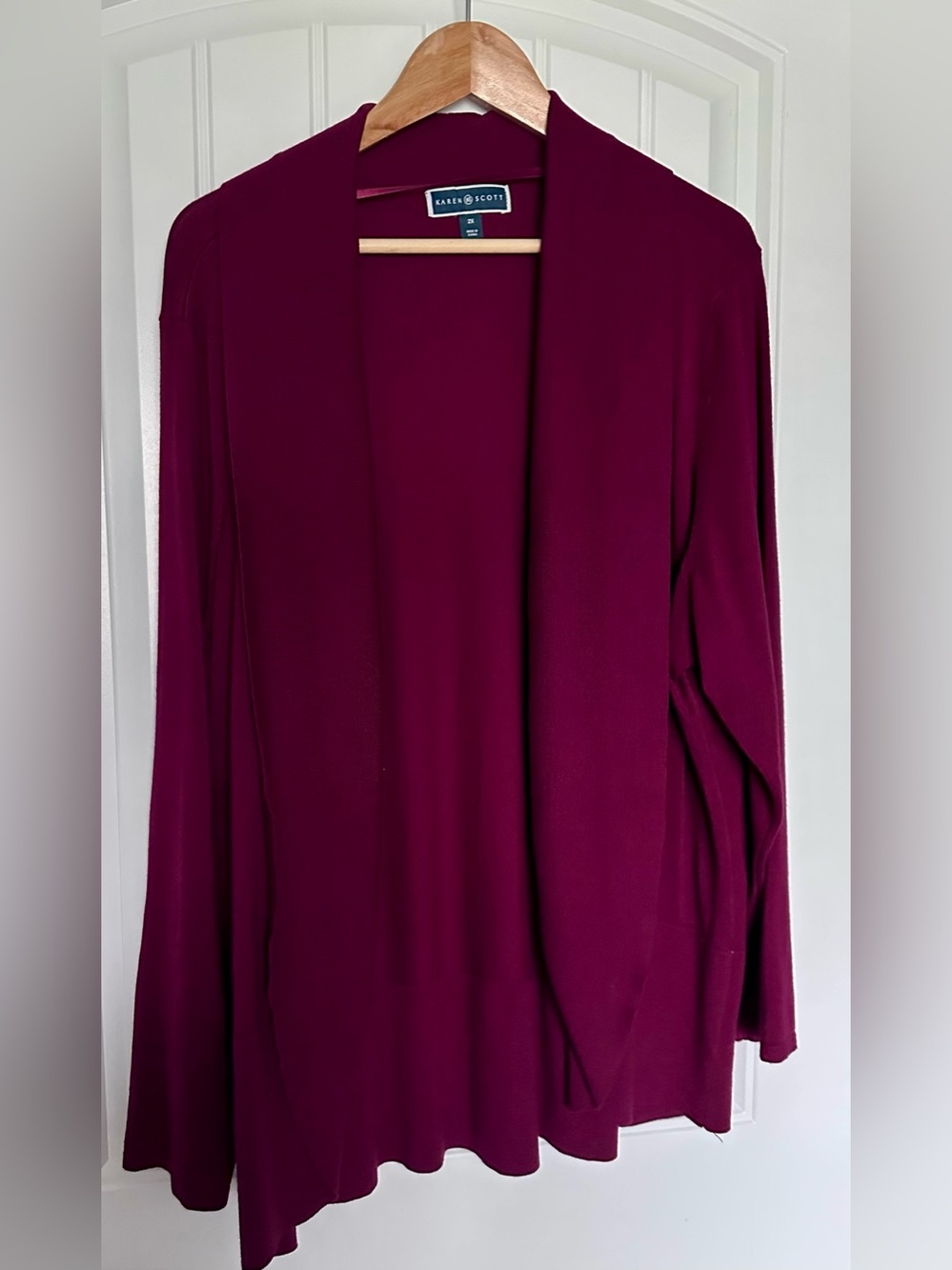 Karen Scott Open Front Cardigan Sweater 2X Lightweight Layering Top